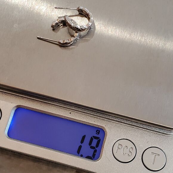 Sterling Silver Hoop Stud Earrings - Picture 4 of 4